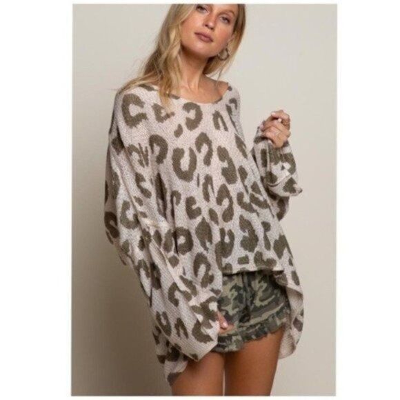 𝅺pol Leopard Print Lightweight Hooded Sweater - Picture 3 of 16